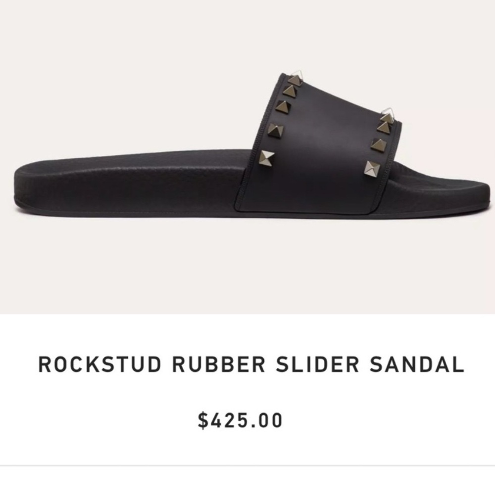 Valentino Black Rockstud Slider Sandals